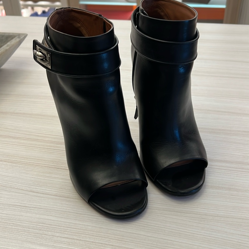 Givenchy shark lock peep-toe booties